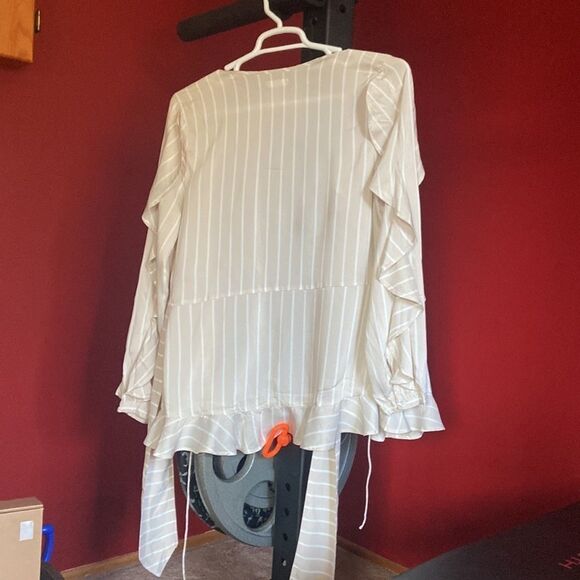 Keith Ruffle striped long sleeve wrap style top - Picture 6 of 6